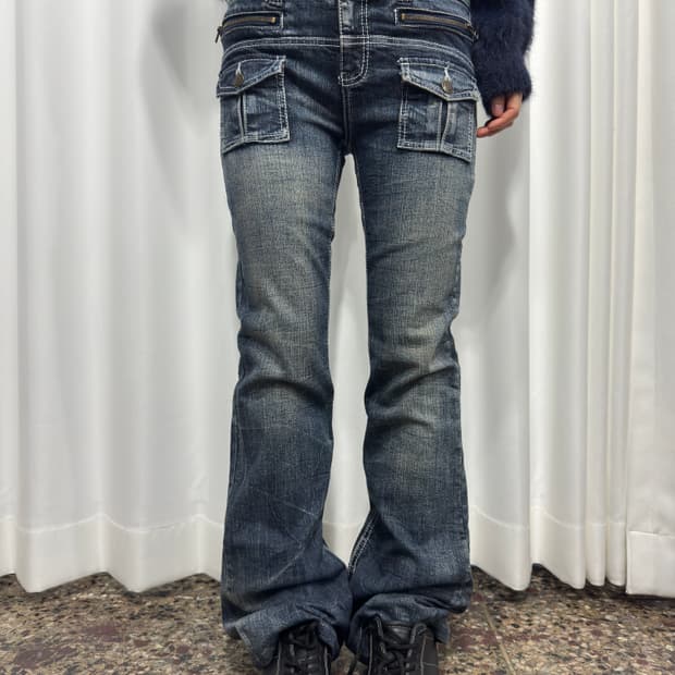 denim pocket bootscut pants