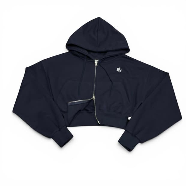 우먼FREE 벨리드 BELLIDE 네이비 투웨이 크롭 후드집업