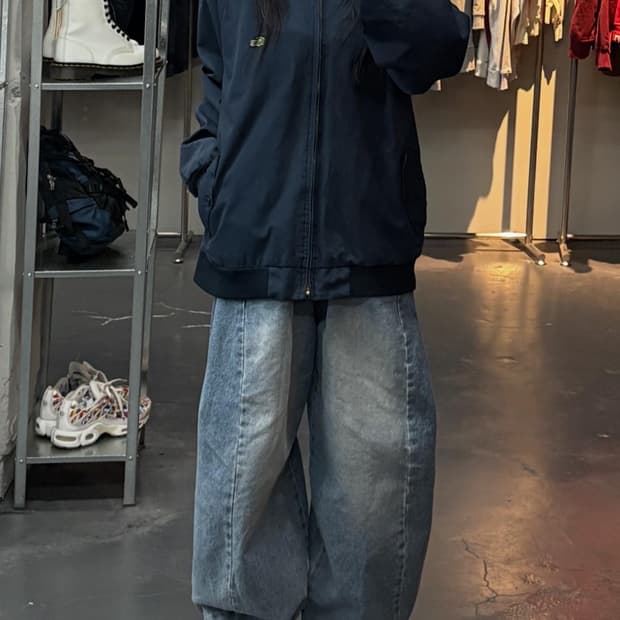 라코스테 하이넥 스윙탑 블루종 자켓 A3202