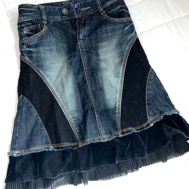 y2k 페어리 미디 워싱 청스커트 치마 