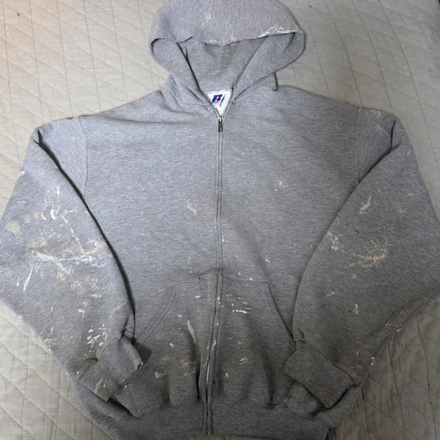 [M] 90s 러셀 애슬레틱 후드집업 헤더 그레이 ver. 더티페인팅