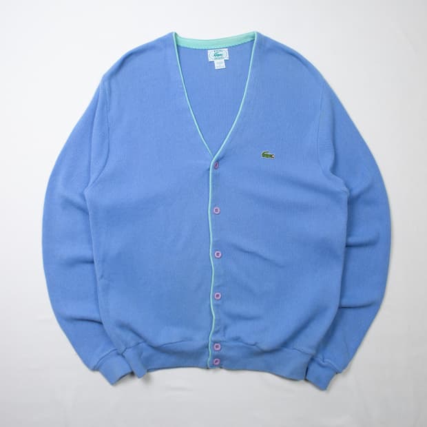 80s IZOD 라코스테 코튼 가디건 스카이블루