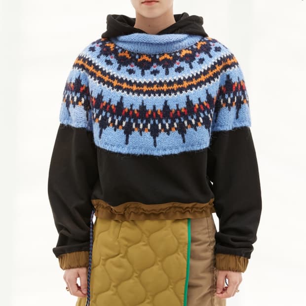 앤더슨벨 Nordic Knit Combo Hoodie