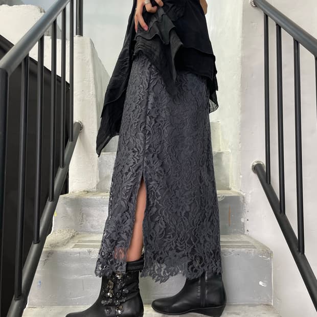 Eiko Kondo Floral Lace Banding Skirt