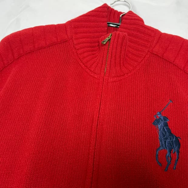 폴로 니트집업 레드 2XL