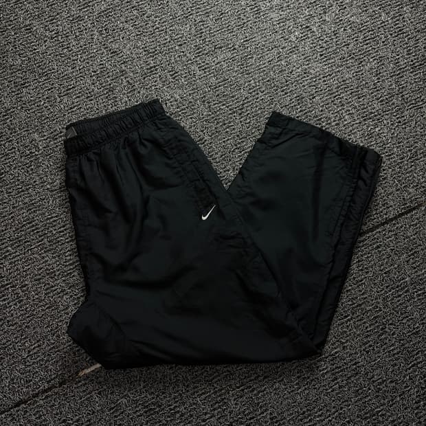 00s 나이키 스우시로고 블랙 와이드 우븐 트랙팬츠 1608