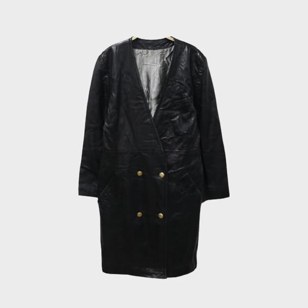 리얼 레더 롱 노카라 더블 가죽 자켓 62166