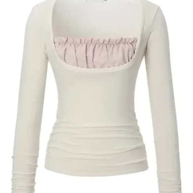 택o새상품) 쓰리타임즈 샤론 레이어드 티 아이보리 m