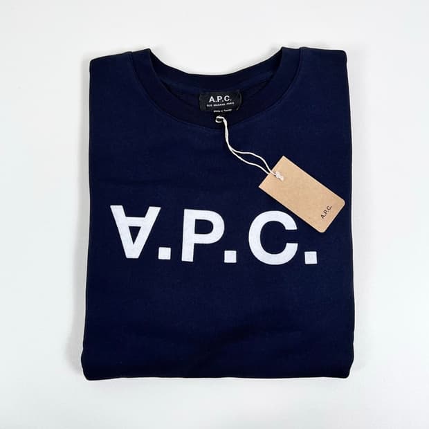 (새상품/XL)아페쎄 V.P.C.로고 맨투맨 네이비