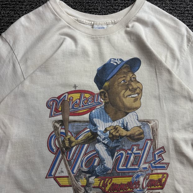 90s USA 레트로 빈티지 뉴욕 양키스 미키멘들 반팔 티 4130