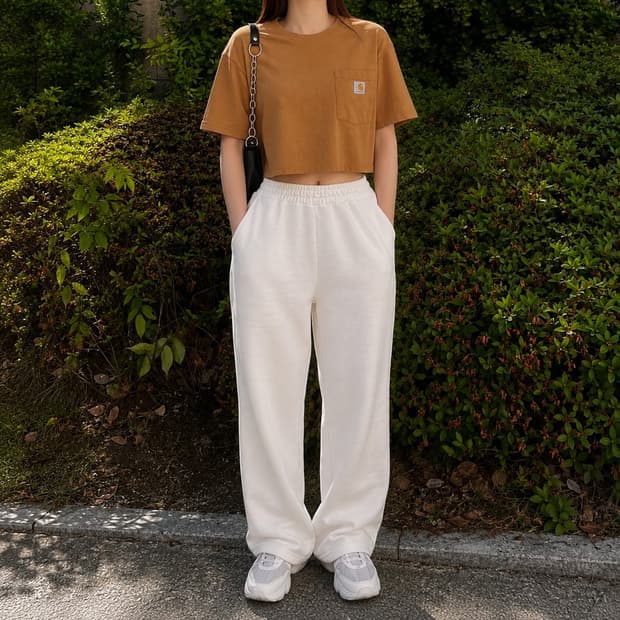 여성free)CARHARTT 칼하트 크롭 반팔티