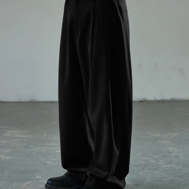 시그니처 더블턱 와이드 슬랙스 L