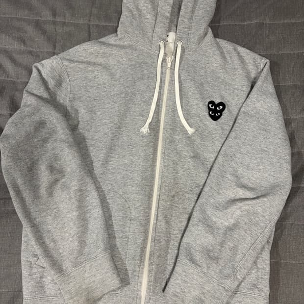 정품)꼼데가르송 더블와펜 그레이 후드집업