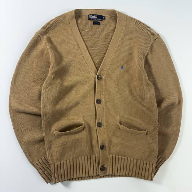 Polo  폴로 랄프로렌 자수 코튼 베이지 브이넥 니트 가디건