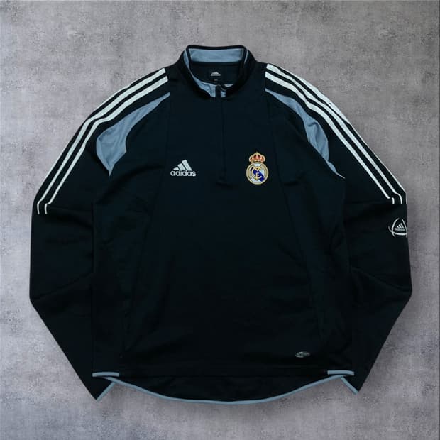 아디다스 레알 마드리드 로고 블랙 아노락 트랙탑