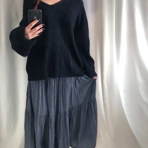 757. mini dot navy long SK