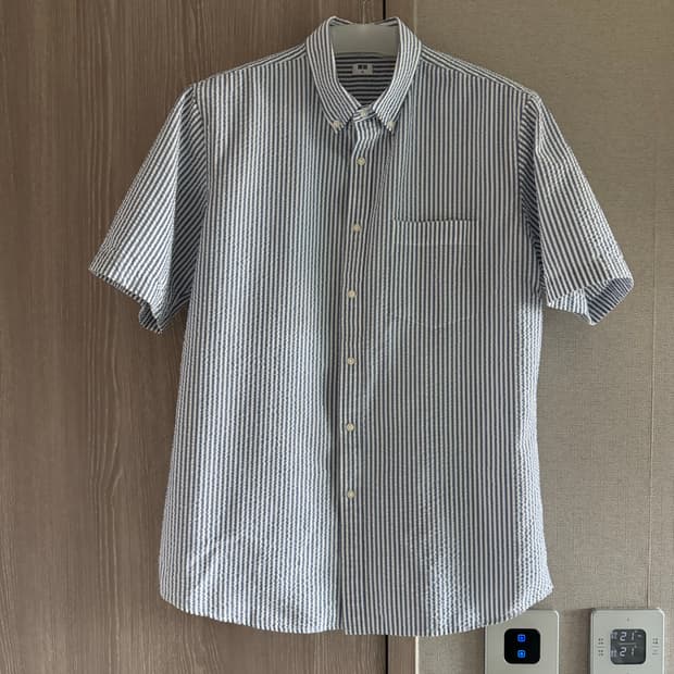 [Uniqlo] 유니클로 시어서커 버튼다운 반팔 셔츠 (XL)