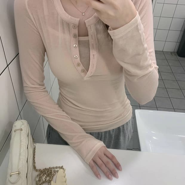 제니오 스킨핏 레이어드 세트 베이비핑크