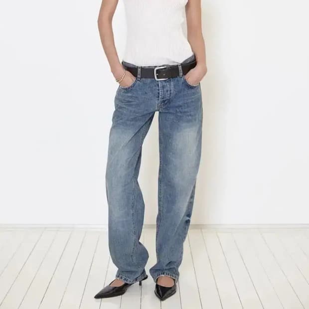 이안조 로우라이즈 washed 90s straight denim