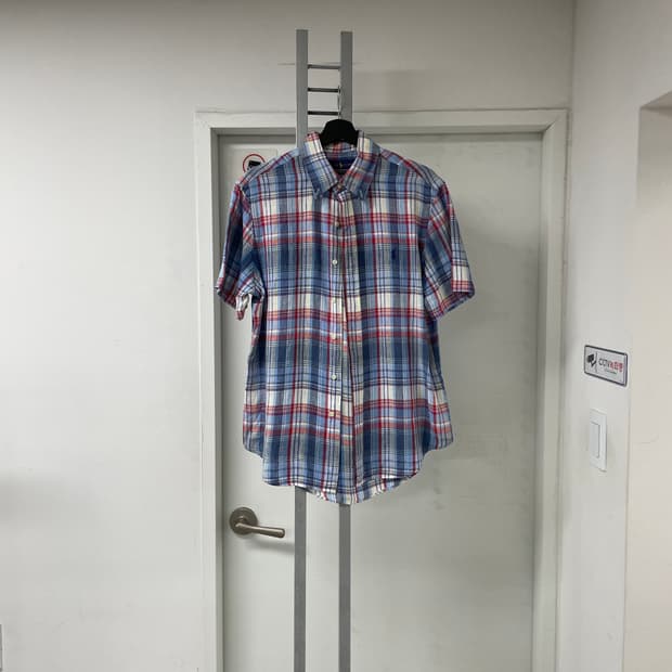 폴로 랄프로렌 린넨 체크 반팔 셔츠 M
