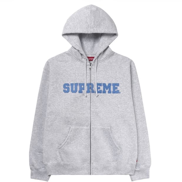 슈프림 컬리지에이트 아플리케 집업 후드 스웨트셔츠 애쉬 그레이 - 25F