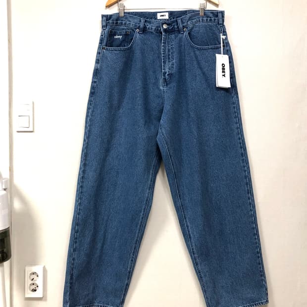 새상품) OBEY 오베이 와이드 루즈 배기 데님팬츠 36 _ 라이트인디고