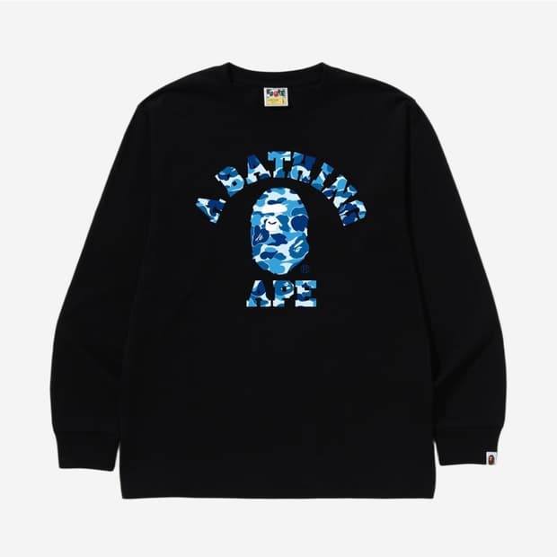 베이프 정품 M 에이비씨 카모 컬리지 롱 슬리브 긴팔티