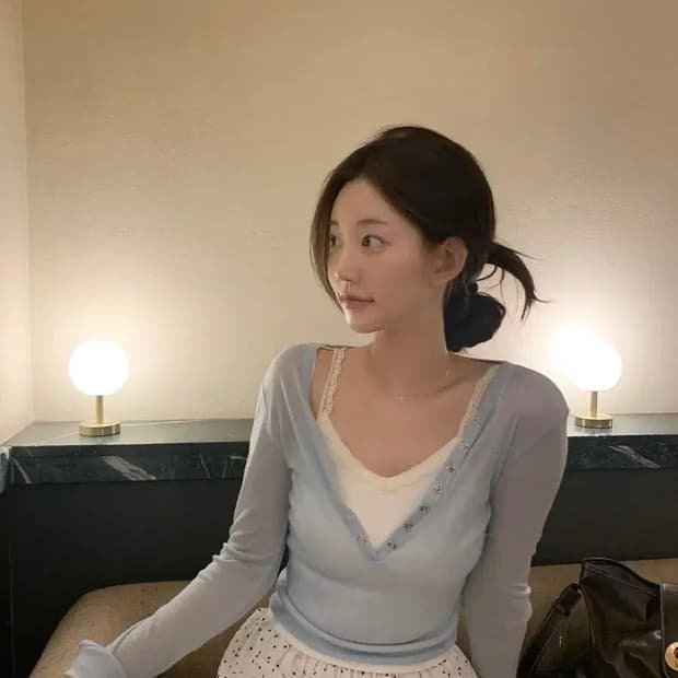 제니오 티셔츠 롱 슬리브리스 시스루 티