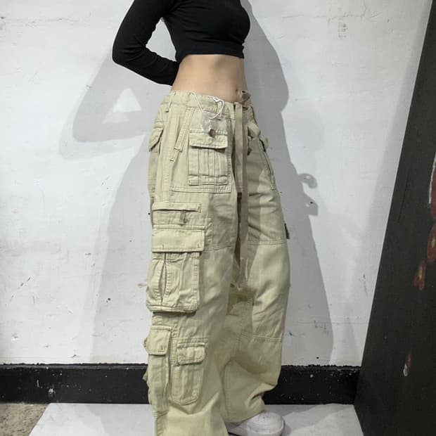 빈티지 데드스탁 탄창 유틸리티 멀티 포켓 포인트 베이지 카고 팬츠 31