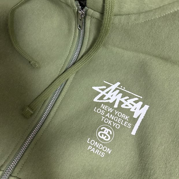 스투시 월드투어 후드집업 모스 2023