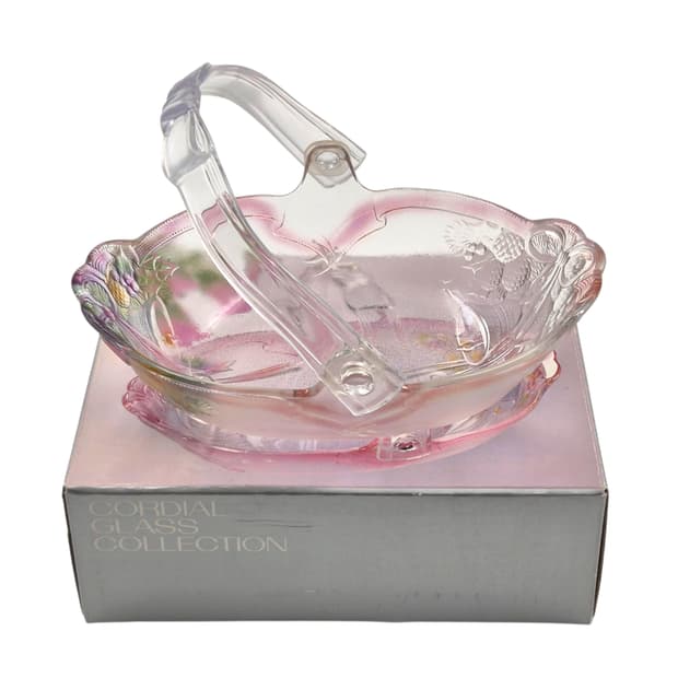 90s 호야 크리스탈 컬러 리본&벨 바구니