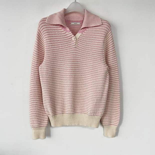 헤지스 23 스트라이프 칼라 니트