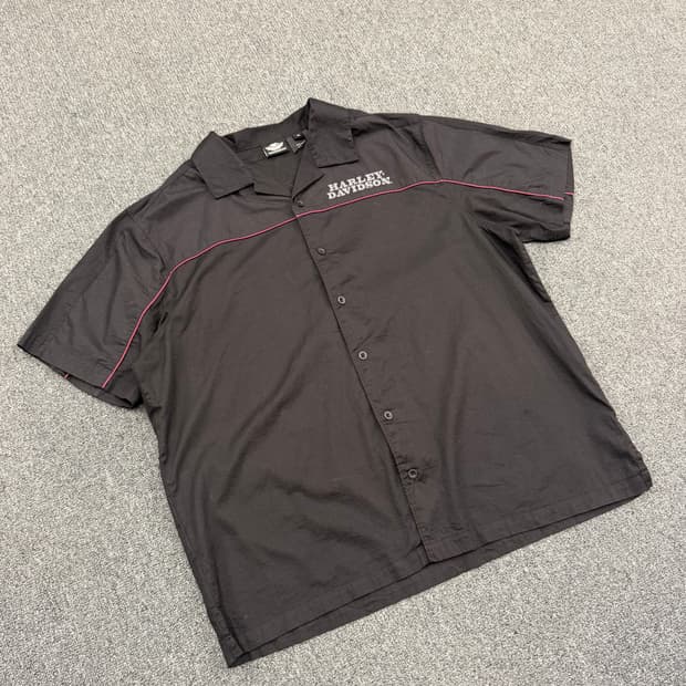 XL) 할리데이비슨 빈티지 후면 로고 자수 반팔셔츠