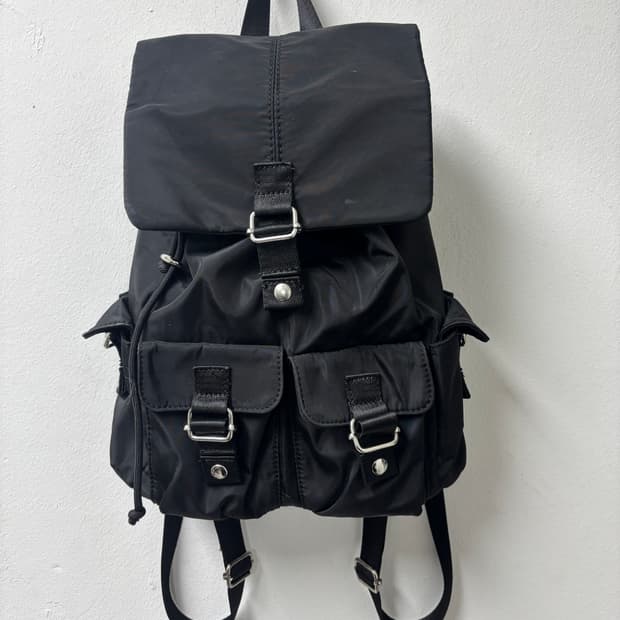 Y2K Mood Black Multi Pocket Nylon Bag