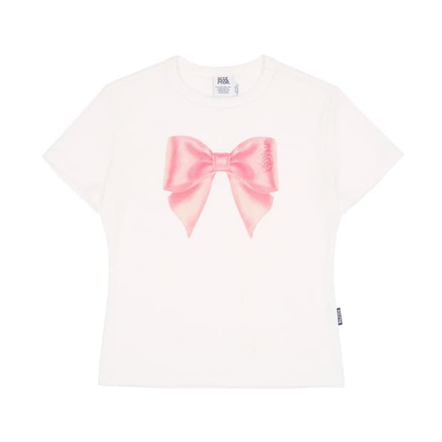 스컬프터 Big Bow Crop Top White 리본 티