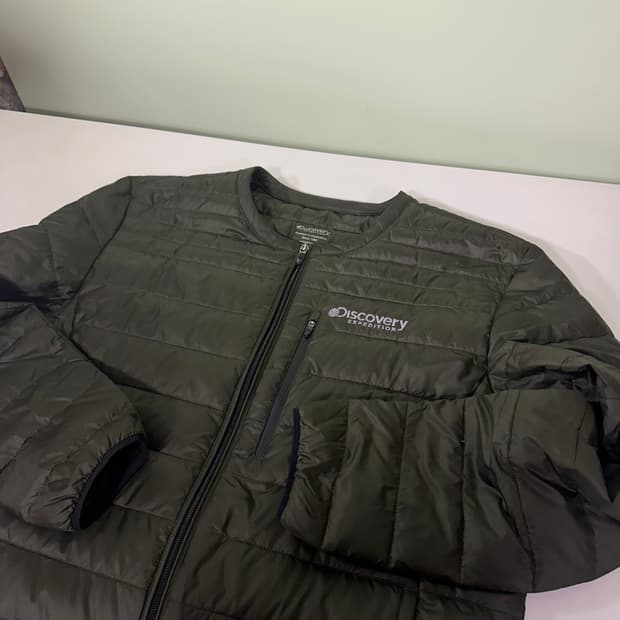 M-L 디스커버리 카키 기본로고 U넥 덕다운 경량점퍼