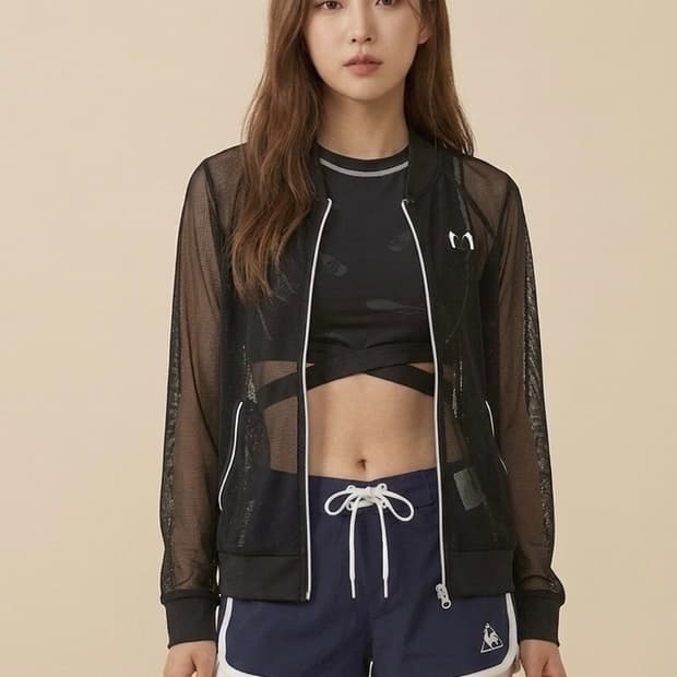팬콧 시스루  매쉬 집업 자켓