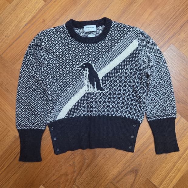 톰브라운 펭귄 니트 블랙/화이트