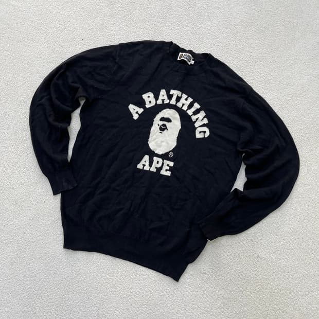 L 베이프 컬리지 울 니트 0402M