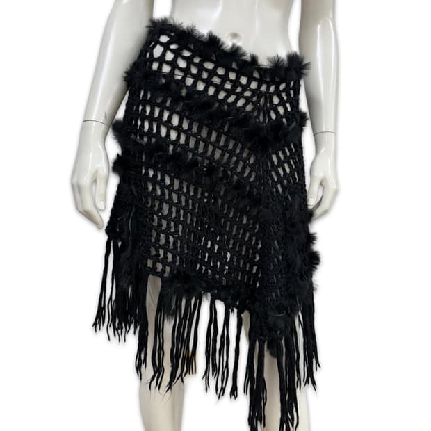 빈티지 블랙 니트 레이어드 스커트