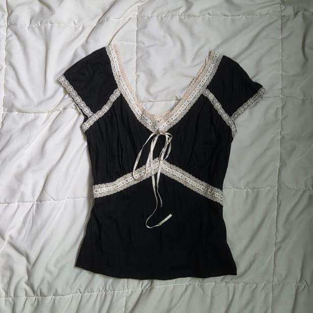 black lace empire top