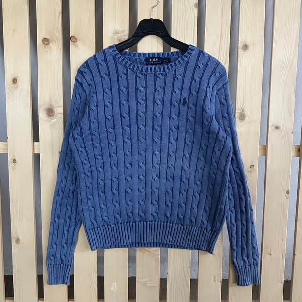 (M) 폴로 랄프로렌 블루 케이블 니트 스웨터