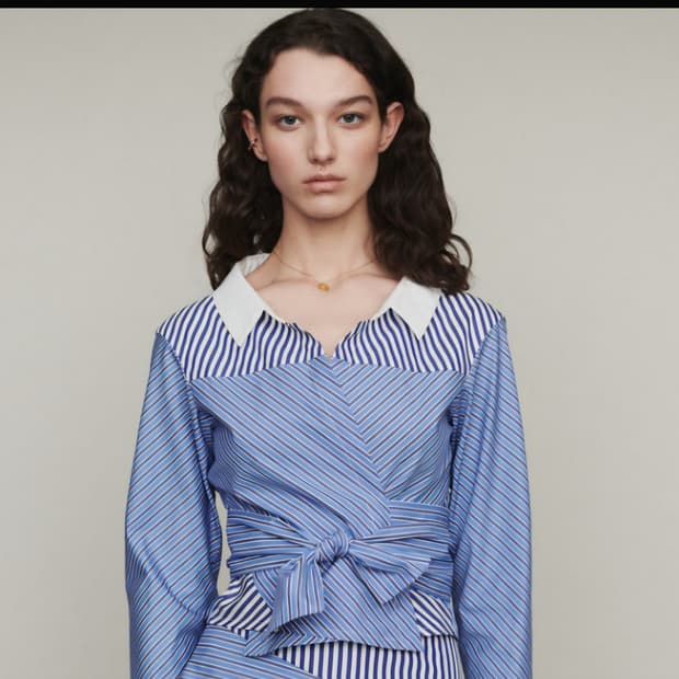 마쥬 Maje 스트라이프 랩 블라우스 1사이즈