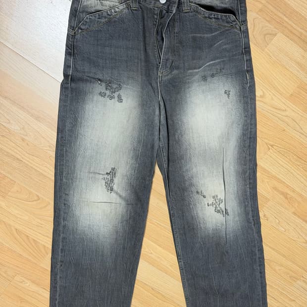 noun vintage washed denim pants, 1size