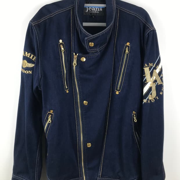 Jeans London 데님 라이더 자켓 올드스쿨 y2k 청남방 빈티지