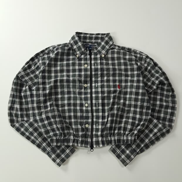 CK398 FREE 폴로 90s 스포츠 클래식 타탄체크 크롭 셔츠 자켓