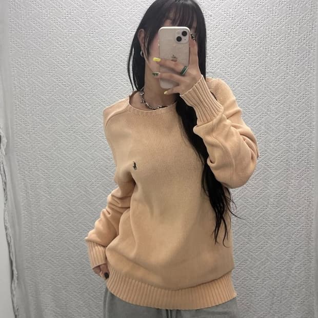 폴로 랄프로렌 빈티지 컨트리 오렌지베이지 니트 100 C07527