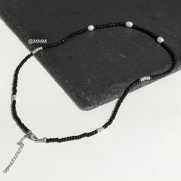 [Unisex] 천연 진주 비즈 목걸이