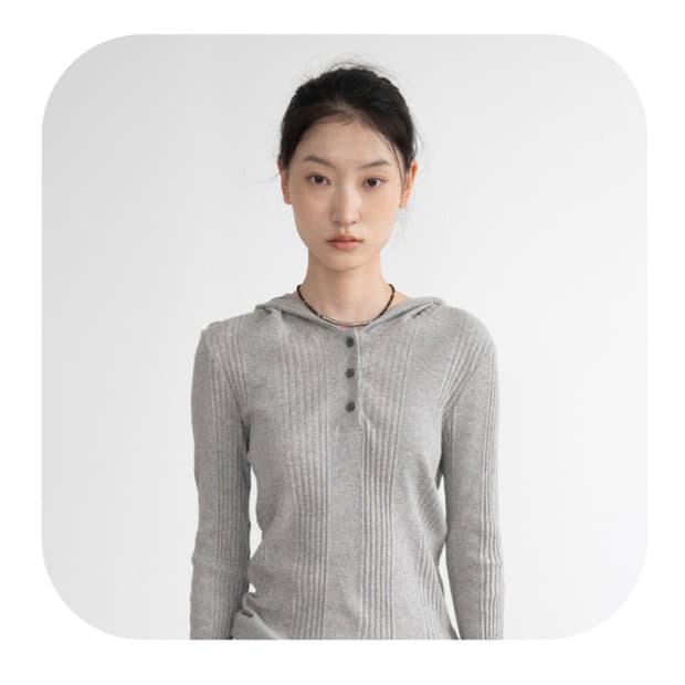 Picky society Ribbed Button Hood Top
