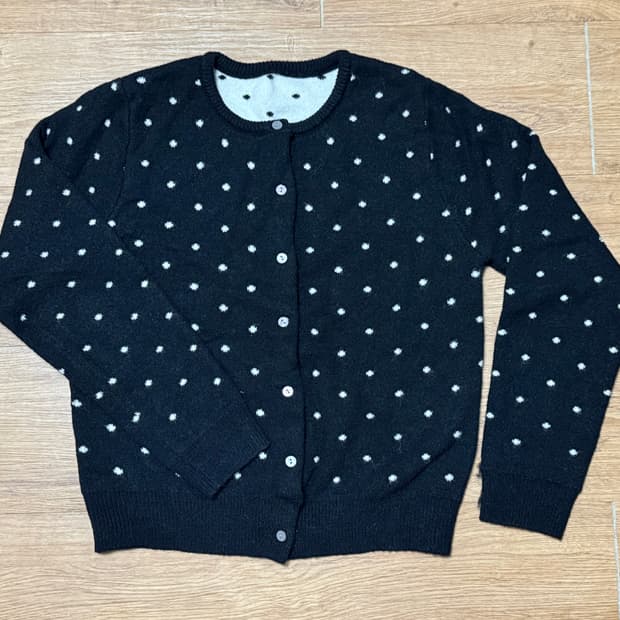 블랙 도트 도톰 가디건 M